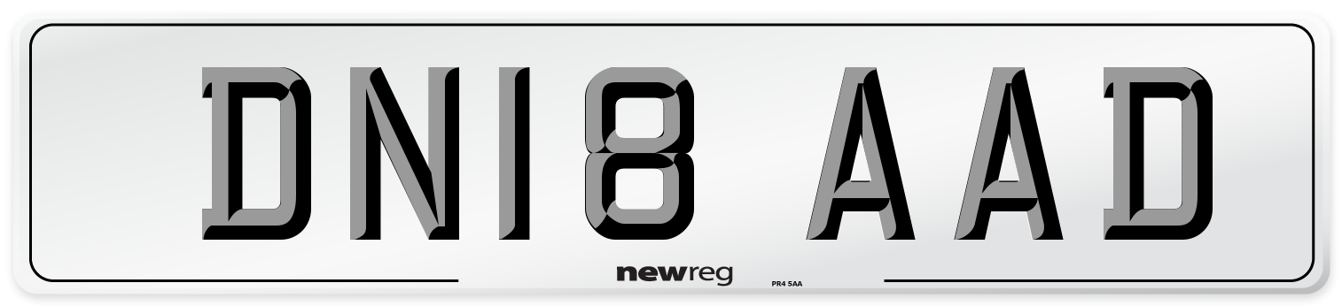 DN18 AAD Number Plate from New Reg
